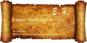 Egger Henrietta névjegykártya